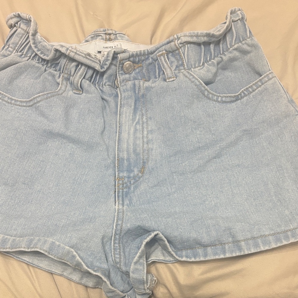 Forever 21 High Waist Light Blue Denim Shorts